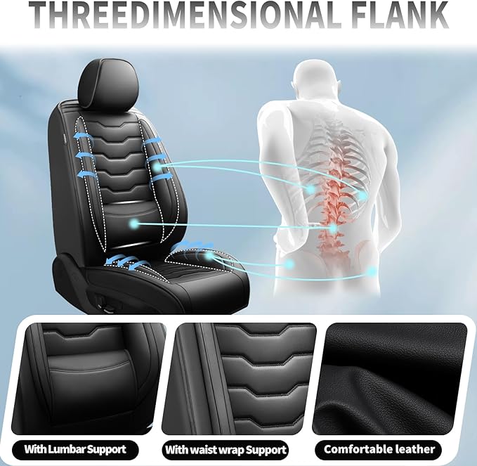 Fit Altima Car Seat Covers Compatible with Nissan Altima 2011-2025 2026 - Premium Leather， Waterproof Breathable， All-Weather Seat Cushion Protecto&Airbag Compatible (2 Front Seat Black)