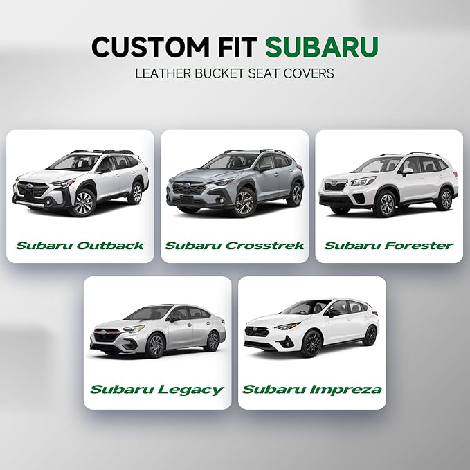 GIANT PANDA Front Seat Covers for Subaru Outback Forester Crosstrek Legacy Impreza, Faux Leather Bucket Seat Cover Fit Subaru Seat Protectors (Black) 2-Pack