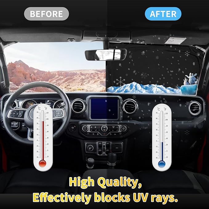 Sun Shade Sunshade for Nissan Frontier 2022-2024 2025 2026 Windshield Cover, 4-Layers Sun Shield 250T Silver Sun Visor Foldable Front Window Shade Blocks UV Rays Car Accessories