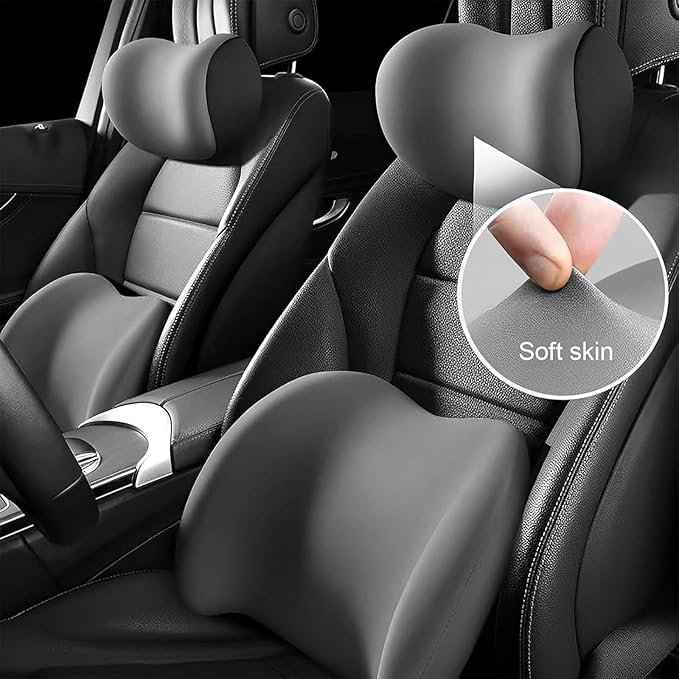 Headrest Lumbar Pillows Car Seat for Honda HRV CRV CRZ BRV 2001-2025, Ergonomic Neck Back Support Cushion, Comfortable Breathable Washable Cover, Memory Foam, Blue