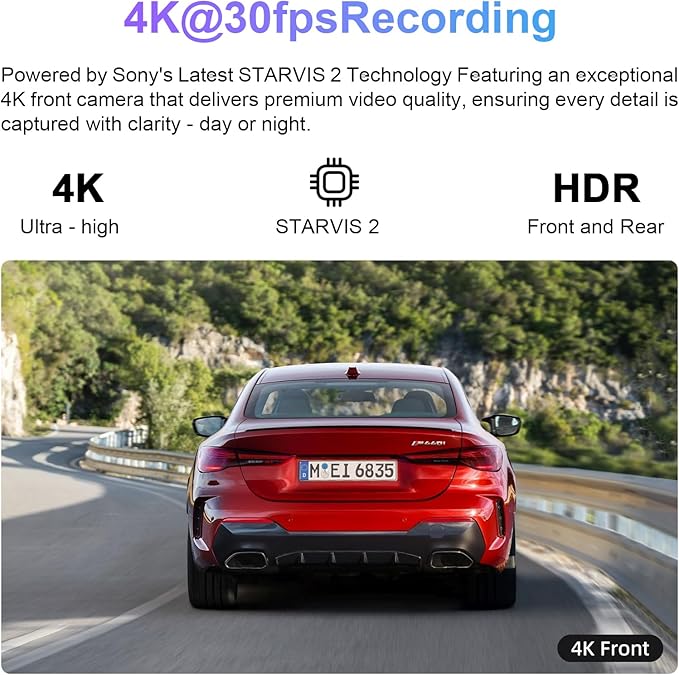 Front 4K HDR Dash Cam STARVIS 2 IMX678, Custom Fit for Subaru Crosstrek 2018 2019 2020 2021 2022 2023 (Model A),Base Limited Premium Sport etc, 5GHz WiFi, GPS, 64GB Card