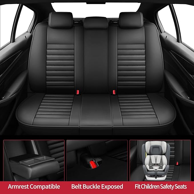 Fit Impreza Car Seat Covers for Subaru Impreza 2004-2024 2025 2026 - Upgraded Premium Waterproof & Breathable Leather, Airbag Compatible, All-Weather Seat Cushion Protector (Full Set, Black)