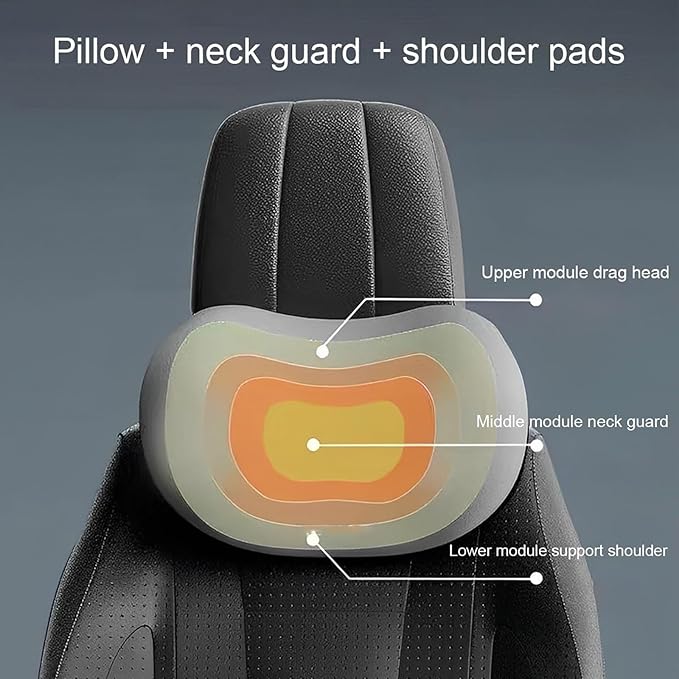 New Car Headrest & Lumbar Support Cushion for Hyundai Santa Fe 2001-2024, Ergonomic Memory Foam Seat Headrest Neck Rest Cushion Breathable Removable Cover for Neck Back Relief,C/Brown