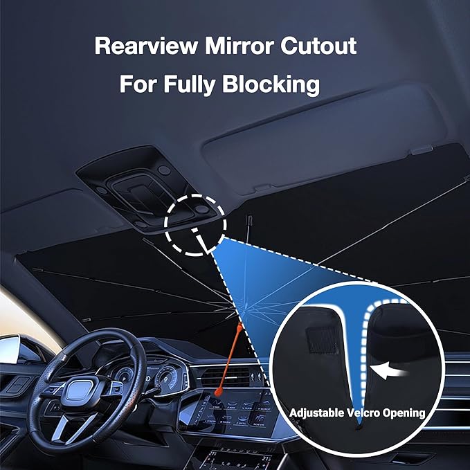 CHILL·TEK Funny Animal Car Windshield Sun Shade Umbrella, Funny Cows Car Sun Shade Umbrella, Block UV Rays Heat Foldable Windshield Umbrella Sun Visor Protector - Keep Vehicle Cool for Cars SUV