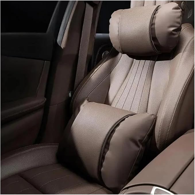 1/2PCS PU Leather Car Neck Pillow & Lumbar Support Cushion, Breathable Universal Seat Headrest Waist Pad, Soft Support Cushion for Daily Driving and Travel(A Style backrest)