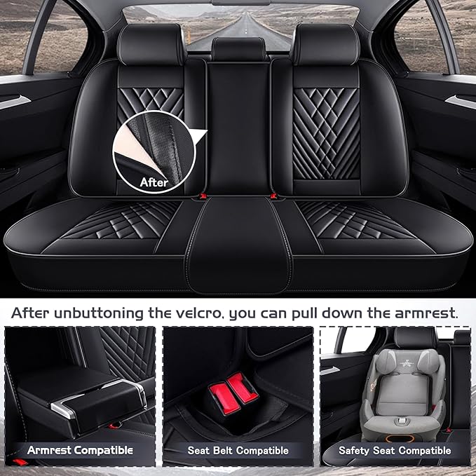 Truck Seat Covers for Chevy Silverado 2500 2007-2026, Waterproof Premium Leather Full Coverage Car Seat Cover, Muscle Sport Style Auto Interior Seat Cover Sets (Full Set/Black)
