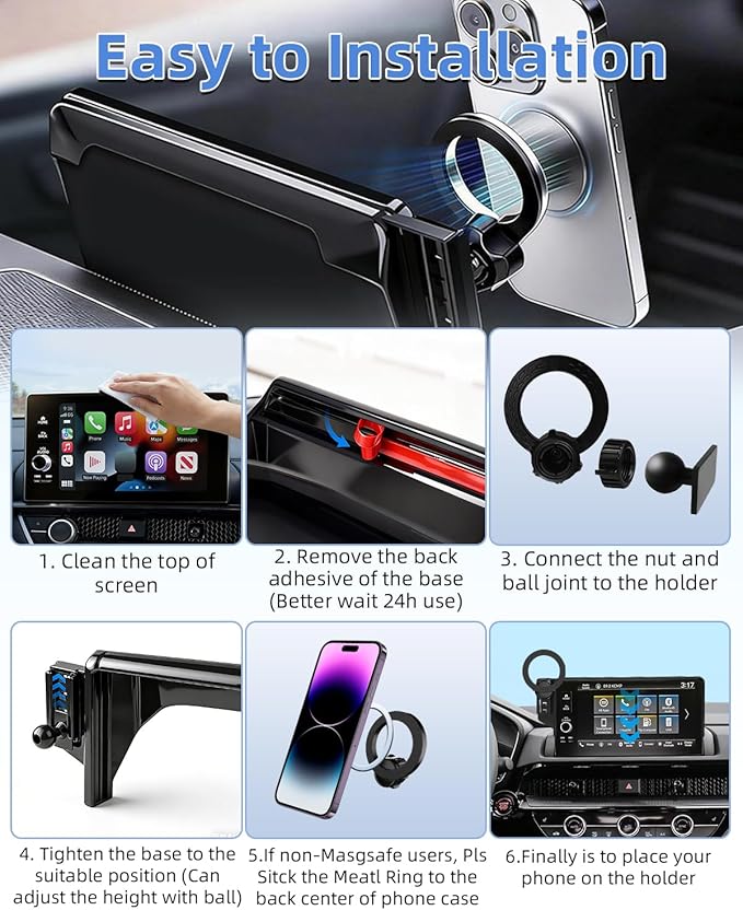 PZK Car Phone Mount for Toyota Tundra 2022-2025 2026 /Sequoia 2023-2026 Limited/Platinum Accessories 14-Inch Screen Compatible with Magsafe Car Phone Holder 360° Rotation Hands Free Not Affect Vent