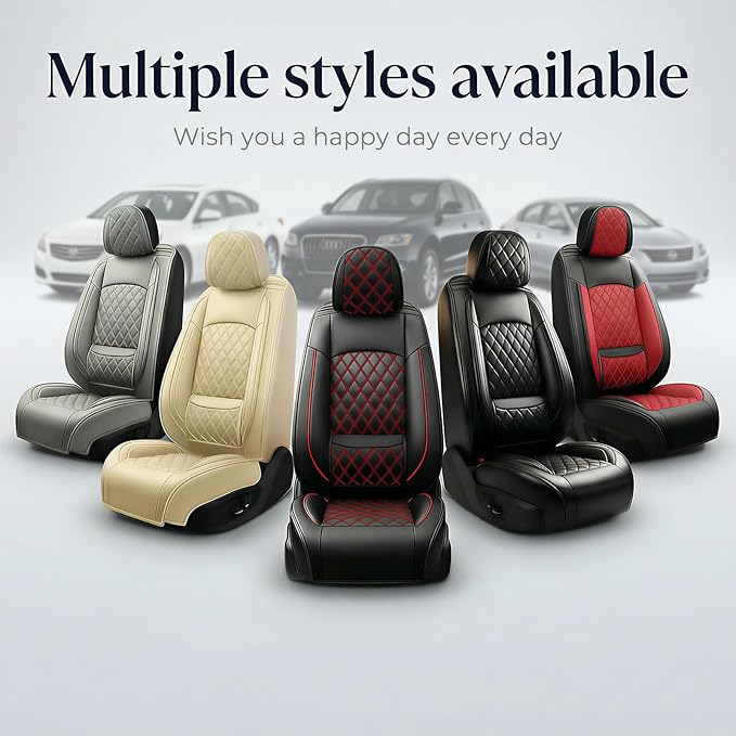 Fit for Accent Seat Covers Compatible with Hyundai Accent 2017-2026 - Waterproof Breathable Leather Automotive Seat Cushions Protector,Airbag Compatible,Full Set 5 Seats(Redline)