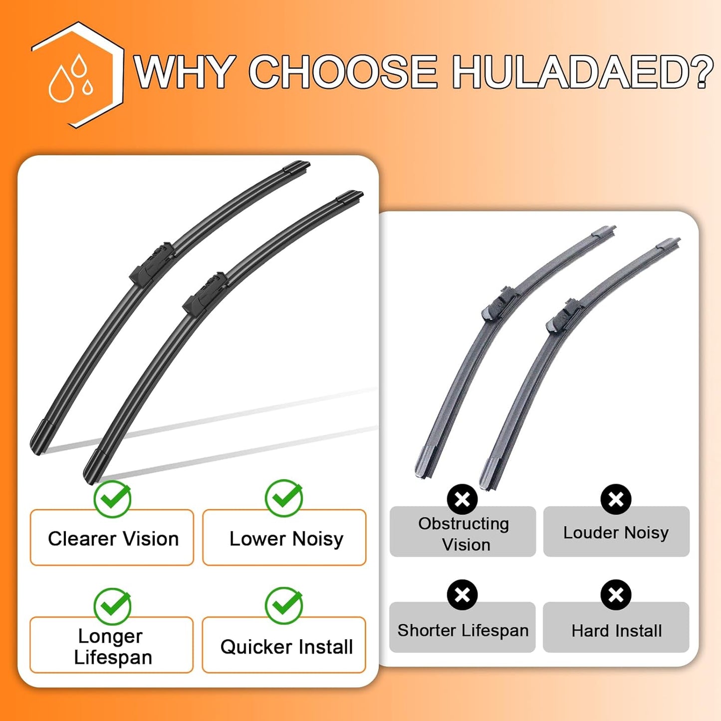HULADAED® 26'' 20'' 12'' Windshield Wipers Replacement for BMW X3 X4 2023 2022 2021 2020 2019 2018,Silicone Front Rear Wiper blades for MY Car-All Weather & Quiet(3 PACK)