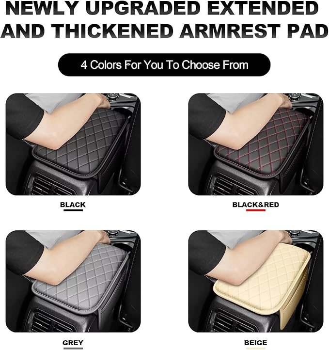 Upgraded Car Center Console Cover Fit for bZ4X Faux Leather Car Armrest Cover Cushion with 2 Storage Bags,Car Armrest Storage Box Interior Accessories(Black)