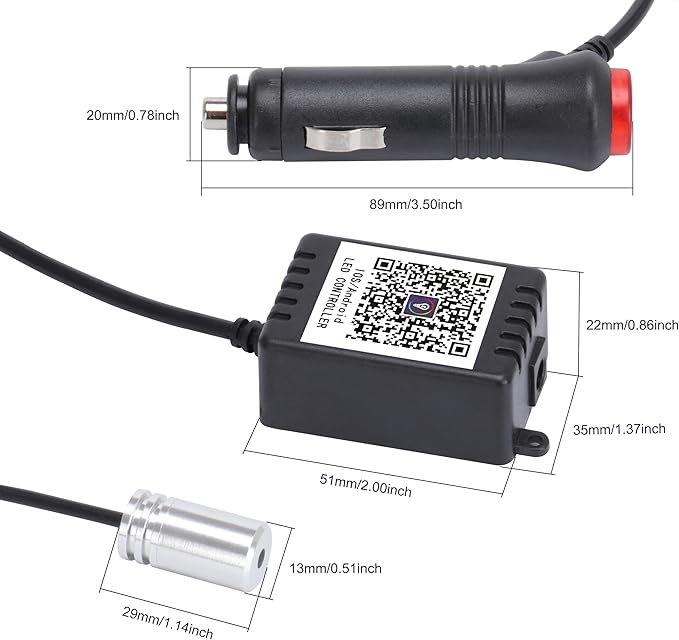 5 Meters Optic Fiber Car Ambient Lighting with Bluetooth App Control + RF Remote Control 64 Colors Multicoloured Music Interior Footwell Lighting Kit DC 12V 1W