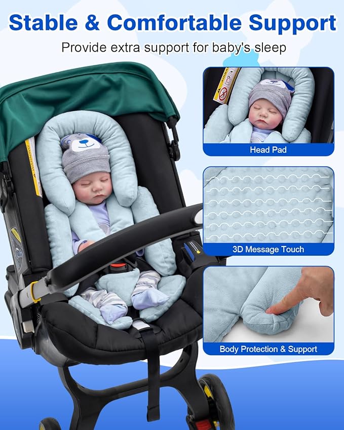 Infant Insert Compatible with Mamaroo/Graco Swing/Doona Stroller, Thickened Baby Car Seat Head Support with Shoulder Covers, Breathable Newborn Carseat Insert for Preemie to Infant