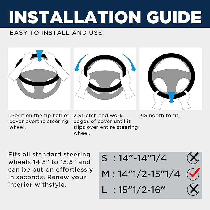 PIC AUTO Massage Steering Wheel Cover, Mint Football Pattern Material Spliced Leather Car Steering Wheel Protector, Car Interior Accessories, Universal Fit 14.5"-15.5" for Cars, Trucks, Van, SUV