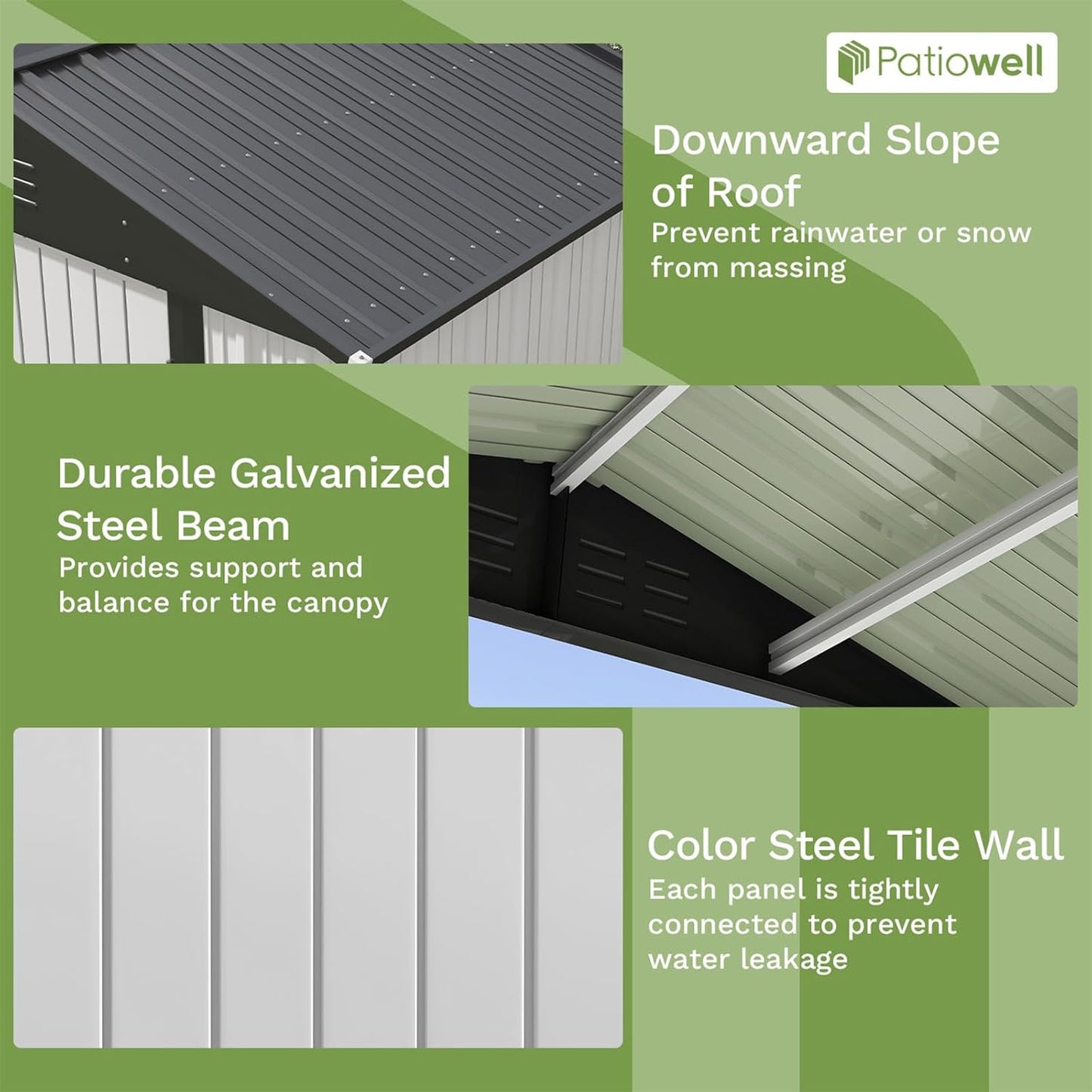 Patiowell Outdoor Storage Shed 8x6 FT, Garden Tool Storage Shed with Sloping Roof and Double Lockable Door, Outdoor Shed for Backyard Garden Patio Lawn, White
