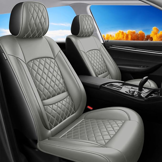 Fit for Santa Cruz Seat Covers Compatible with Hyundai Santa Cruz 2022-2026 - Waterproof Breathable Leather Automotive Seat Cushions Protector,Airbag Compatible,Only 2 Front seat Covers(Gray)