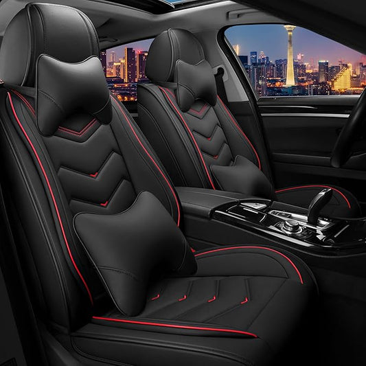 CTDS Car Seat Covers for Toyota Corolla 2000-2026, Stylish Sport Seat Cover, Premium Nappa Leather Car Seat Cover. Automobile Seat Covers Sets.(Luxury 2 Seats/Black)
