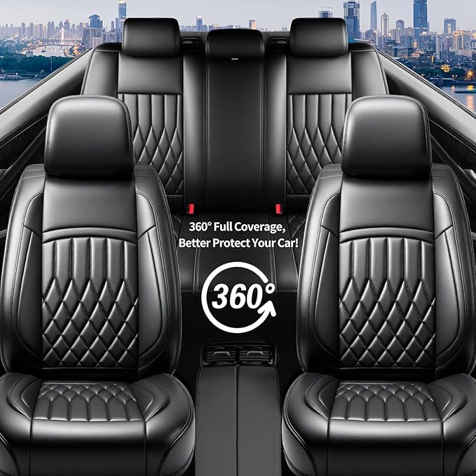 Fit RDX Car Seat Covers for Acura RDX 2010-2025 2026 - Premium Leather, Waterproof, All-Weather, Airbag Compatible, Anti-Slip, Breathable, Easy Install, Seat Protectors, Full Set, Black