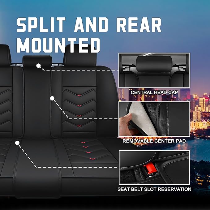 CTDS Car Seat Covers for Toyota RAV4 2000-2026, Stylish Sport Seat Cover, Premium Nappa Leather Car Seat Cover. Automobile Seat Covers Sets.(Standard 5 Seats/Black Red)