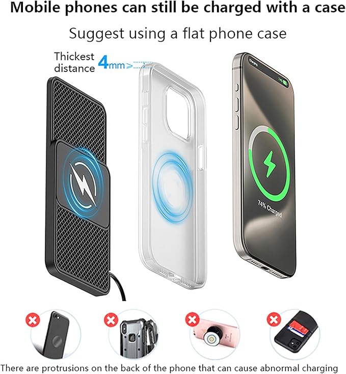 Wireless Car Charger Pad for Benz C 219 2004–2010,20W Fast Wireless Phone Charger Cell Phone Cordless Charging mat,Non-Slip Phone Charging,30cm Cable USB