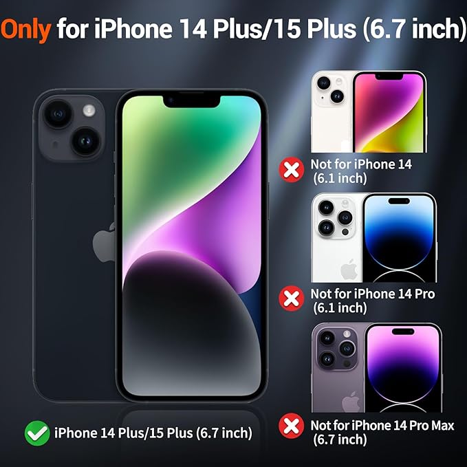 SUPFINE Magnetic for iPhone 15 Plus Case & iPhone 14 Plus Case(Compatible with MagSafe)(10 FT Military Grade Drop Protection) Slim Translucent Shockproof Phone Case,Navy Blue
