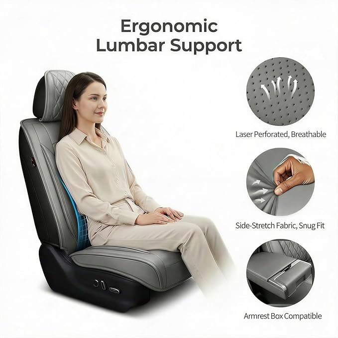Fit Elantra Car Seat Covers for Hyundai Elantra 2017-2025 2026 - Premium Leather, Waterproof, All-Weather, Airbag Compatible, Breathable, Seat Protectors, Only 2 Front seat Covers, Gary