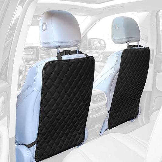 FH Group Faux Leather Auto Seat Back Kick Protectors –2 Pack Diamond Stitched Back Seat Protector for Driver and Passenger Seat, Waterproof, Easy to Clean