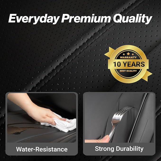 Coverland Custom Fit Car Seat Covers for Car Compatible with [2010-2014 Ford Mustang, Mustang Shelby] Premium Water Resistant Leather Non-Slip Interior Protector [Full Set Black - Size Chart X83]