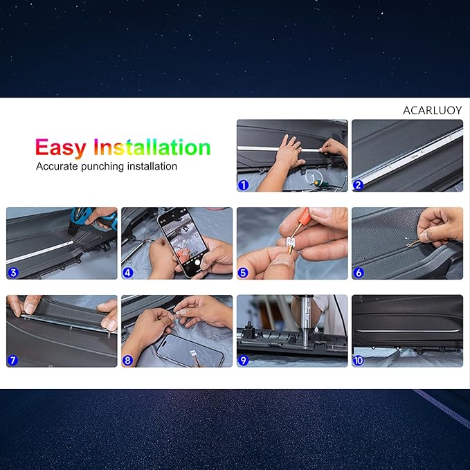 Acrylic Car LED Ambient Light, Fiber Optic Interior Light Strip, 24 Million Types, Ambient Light KKT that Swings with The Melody of Music (RGB Color 22 in 1)