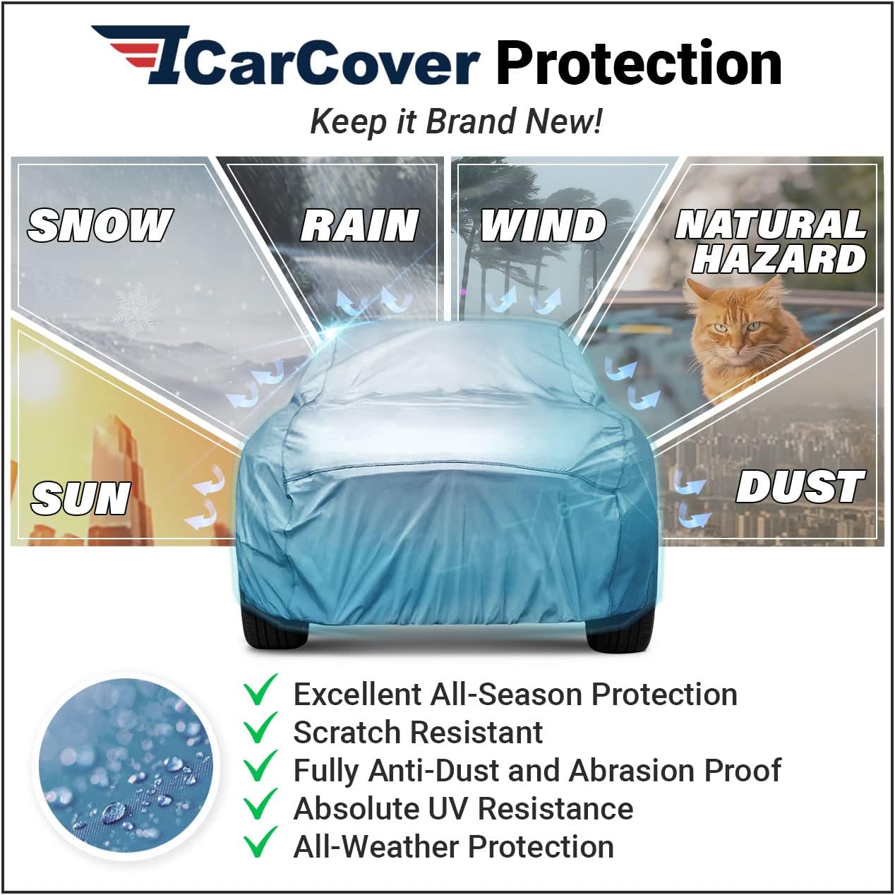 iCarCover Premium Car Cover for 1991-1996 Buick Roadmaster Wagon Heavy Duty Waterproof All-Weather Automobiles Custom Fit Indoor Outdoor UV Snow Protection Covers with Straps and Bag