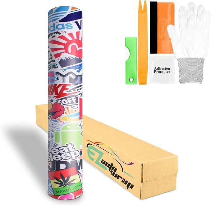 Free Tool Kit EZAUTOWRAP ES Bomber Hellaflush Anime Cartoon Car Vinyl Wrap Sticker Decal Air Release - 60"X600" (5FT X 50FT)