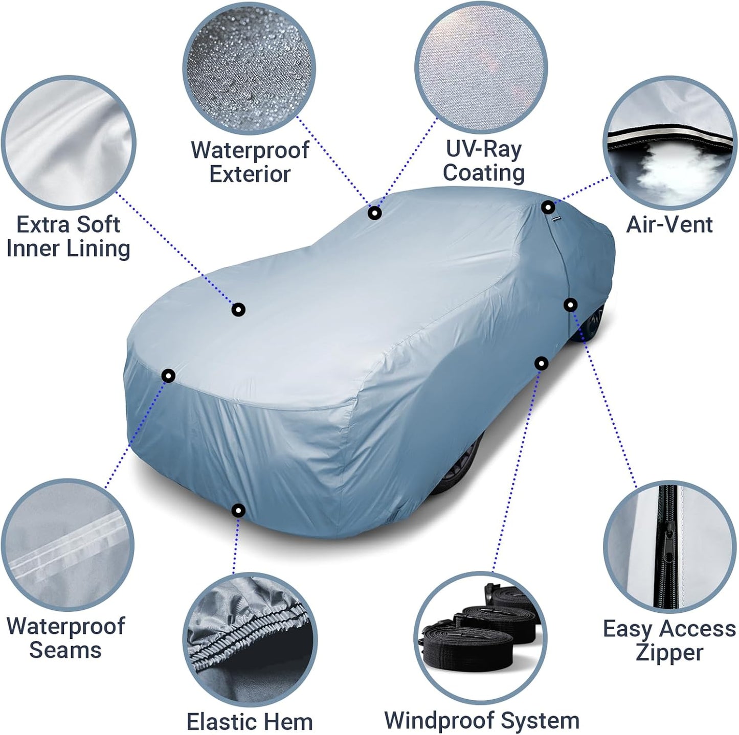 iCarCover Premium Car Cover for 2006-2009 Pontiac Solstice Heavy Duty Waterproof All-Weather Automobiles Custom Fit Indoor Outdoor UV Snow Protection Covers with Straps and Bag