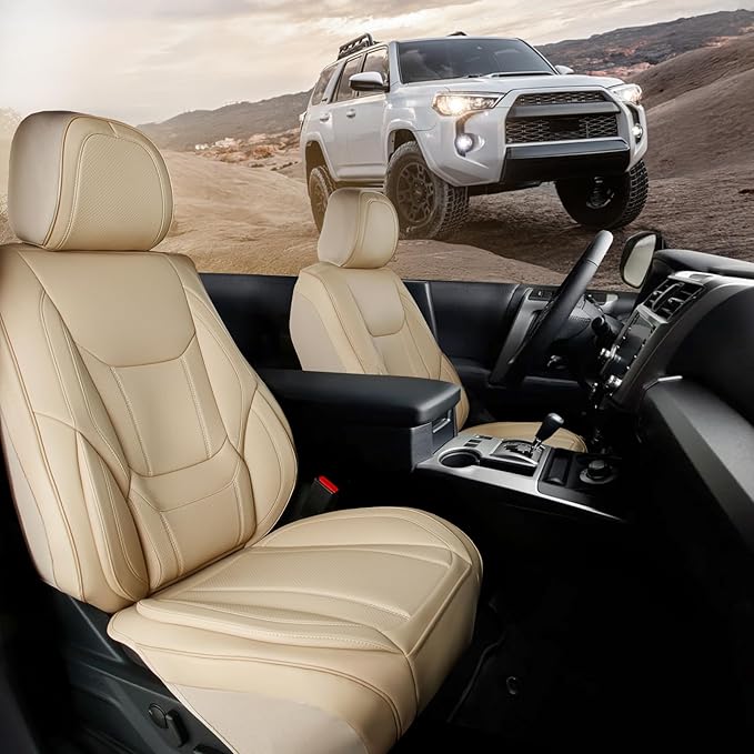 Coverland Custom Fit Car Seat Covers for SUV Compatible with [Buick Rainier, Chevy Trailblazer, Trailblazer EXT] Premium Waterproof Non-Slip Interior Seat Protector [Front Beige - Size Chart A29]