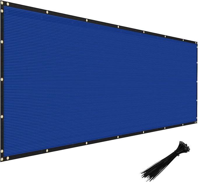 Windscreen4less Privacy Fence Screen Heavy Duty Windscreen Fencing Mesh Fabric Shade Net Cover with Brass Grommtes for Outdoor Wall Garden Yard Pool Deck, 8'x139' Blue