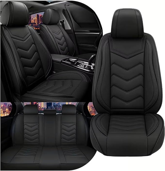 CTDS Car Seat Covers for Toyota RAV4 2000-2026, Stylish Sport Seat Cover, Premium Nappa Leather Car Seat Cover. Automobile Seat Covers Sets.(Standard 5 Seats/Pure Black)