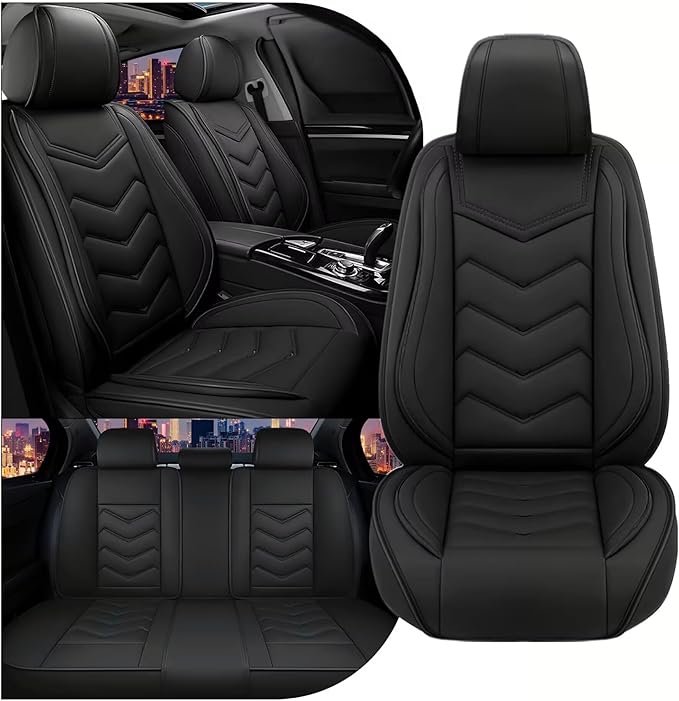 CTDS Car Seat Covers for Nissan Sentra 2000-2026, Stylish Sport Seat Cover, Premium Nappa Leather Car Seat Cover. Automobile Seat Covers Sets.(Standard 5 Seats/Pure Black)