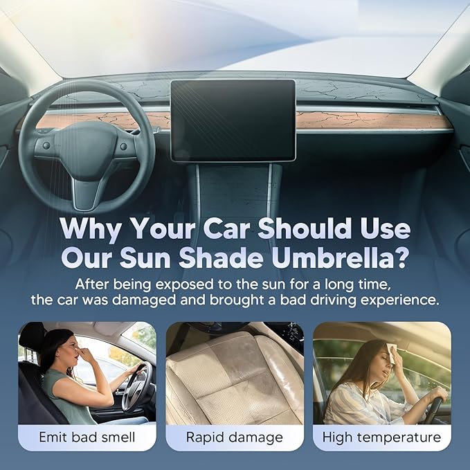 Autorder Windshield Sun Shade Umbrella for 2014-2018 Mazda3 Accessories,Upgraded Ice Crystal Material,Easy Setup Umbrella Sunshade for Car Windshield,100% Sun Blocking