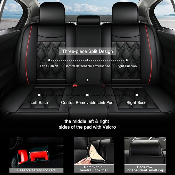 AOMSAZTO Car Seat Covers,Full Set 5 Seats Custom Fit for Nissan Frontier 2009-2025 2026,Faux Leather Automotive Cushion Covers Seat Protector,Airbag Compatible Waterproof Black