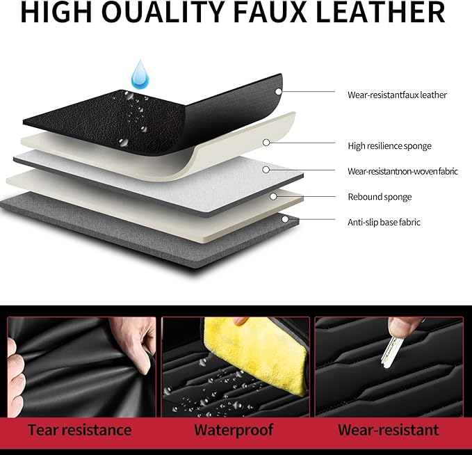 Fit Elantra Car Seat Covers for Hyundai Elantra 2017-2024 2025 2026 - Upgraded Premium Waterproof & Breathable Leather, Airbag Compatible, All-Weather Seat Cushion Protector (Full Set, Black)