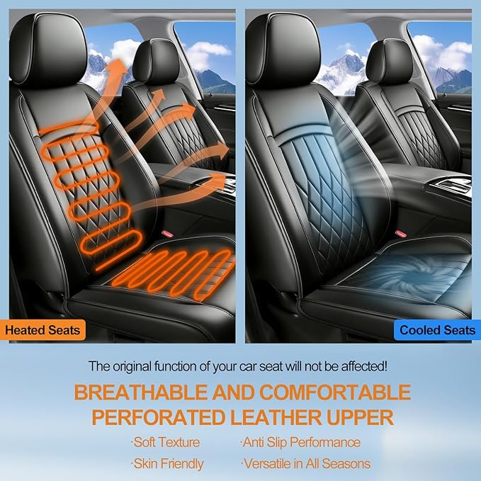 Fit TSX Car Seat Covers for Acura TSX 2003-2014 - Premium Leather, Waterproof, All-Weather, Airbag Compatible, Breathable, Easy Install, Seat Protectors, Only 2 Front seat Covers, Black