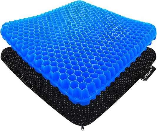Gel Seat Cushion for Long Sitting - 1.65inch Double Thick Cooling Egg Cushion for Back, Hip, Sciatica, Coccyx, Tailbone Pain Relief - Office Chair Car Seat Cushion – Wheelchair Cushions