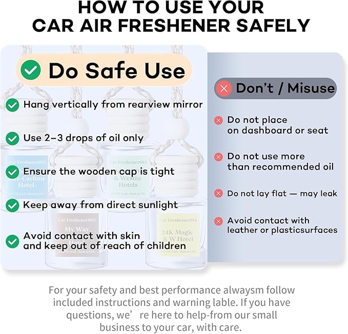 C Classy Hanging Car Air Freshener 2 Pack, Glass Bottle Diffuser, Long-Lasting Fragrance, Cute Car Accessories for Women & Men, Made in USA