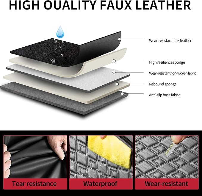 Fit Honda Fit Car Seat Covers for Honda Fit 2007-2019 2020 - Upgraded Premium Waterproof & Breathable Leather, Airbag Compatible, All-Weather Seat Cushion Protector (Full Set, Black)