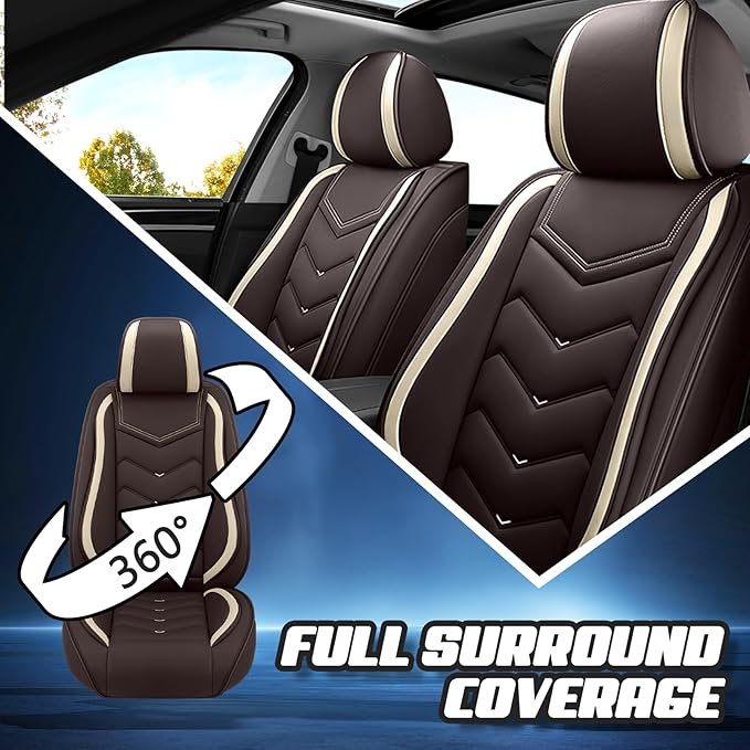 Car Seat Covers for Mercedes-Benz S-Class 2005-2025, Premium Nappa Leather Car Seat Cover, Stylish Sport Seat Covers， Automobile Seat Cover Sets.(Standard 2 Seats/Coffee Color)