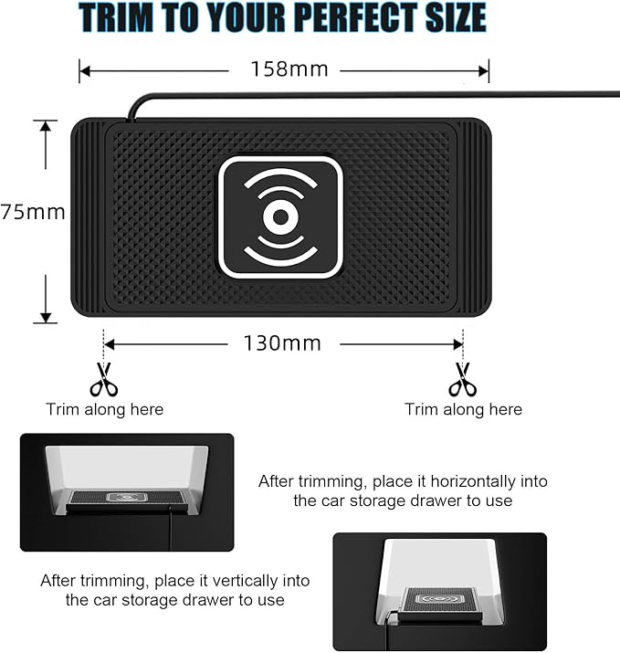 Wireless Charging Pad for Car for Ford Super Duty F-550, 15W Fast Wireless Charger Mat Non-Slip Silicone Car Center Console Phone Charging Pad,B/15W-USB