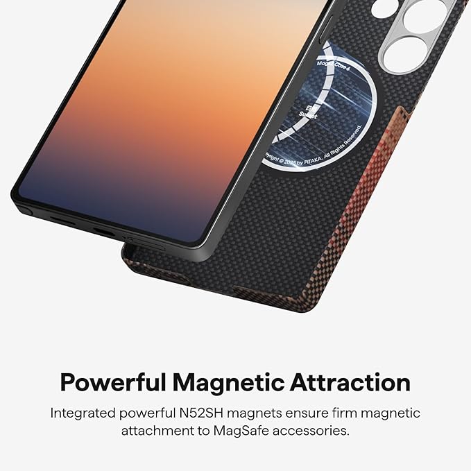 pitaka for S25 Ultra Case 6.9 Inch, Compatible with MagSafe, Slim & Light Samsung Galaxy S25 Ultra Case, 1500D Aramid Fiber Made [Tactile Woven - Sunset]