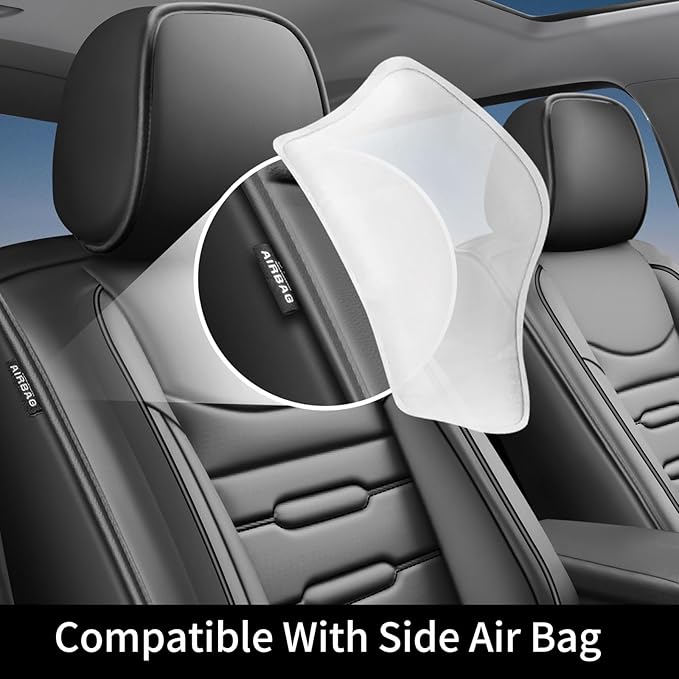 Fit Palisade Car Seat Covers for Hyundai Palisade 2000-2025 2026 - Upgraded Premium Waterproof & Breathable Leather, Airbag Compatible, All-Weather Seat Cushion Protector (Full Set, Black)