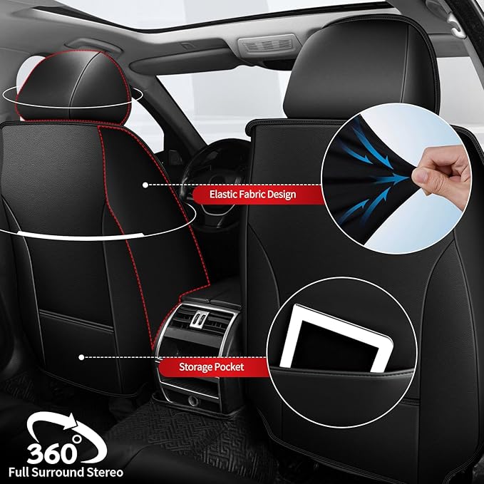 TTX LIGHTING Car Seat Covers fit for Subaru Crosstrek 2016-2026 Full Set: Premium Leather Automotive Seat Cover with Airbag Compatible Waterproof (5 Seats, Black & Gray)