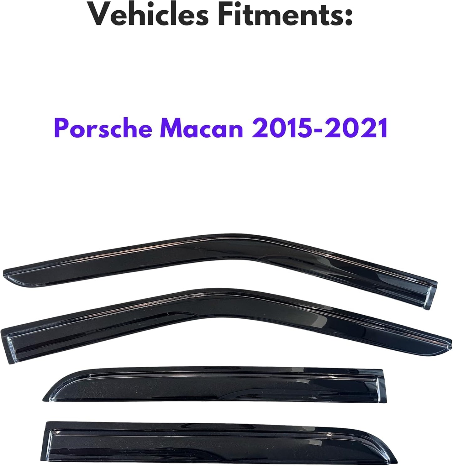 KPY Window Visor Compatible with Porsche Macan 2015-2021, 4PC Rain Guard Side Window Vent Deflectors Tape-On Mugen Style, 2015 2016 2017 2018 2019 2020 2021