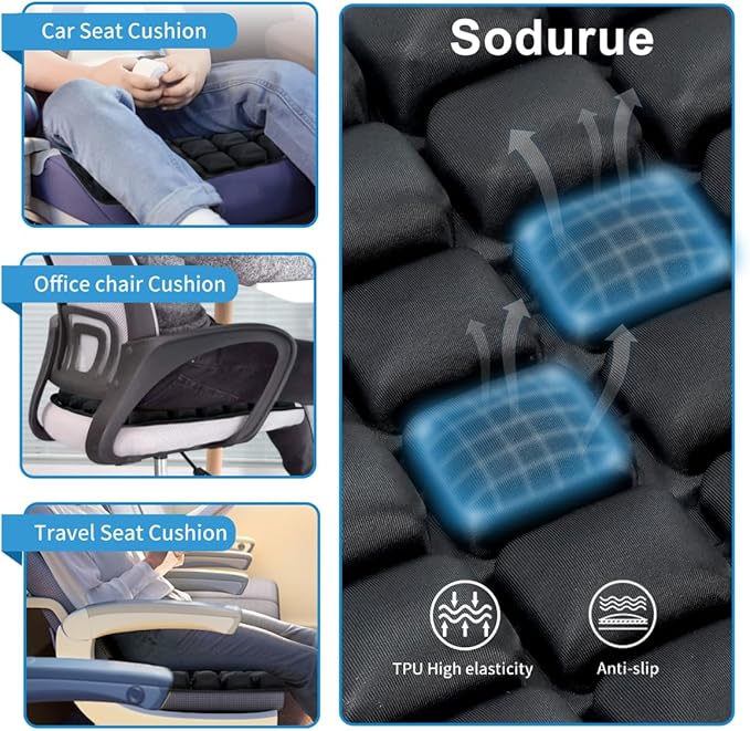 Sodurue Travel Cushion Airplane seat,Airplane seat Cushion for Long Flights,Press Type air Inflatable Wheelchair seat Cushion for Car,Office,Stadium,Ergonomic Comfort Support,Heavy Duty (49 Air Bag)
