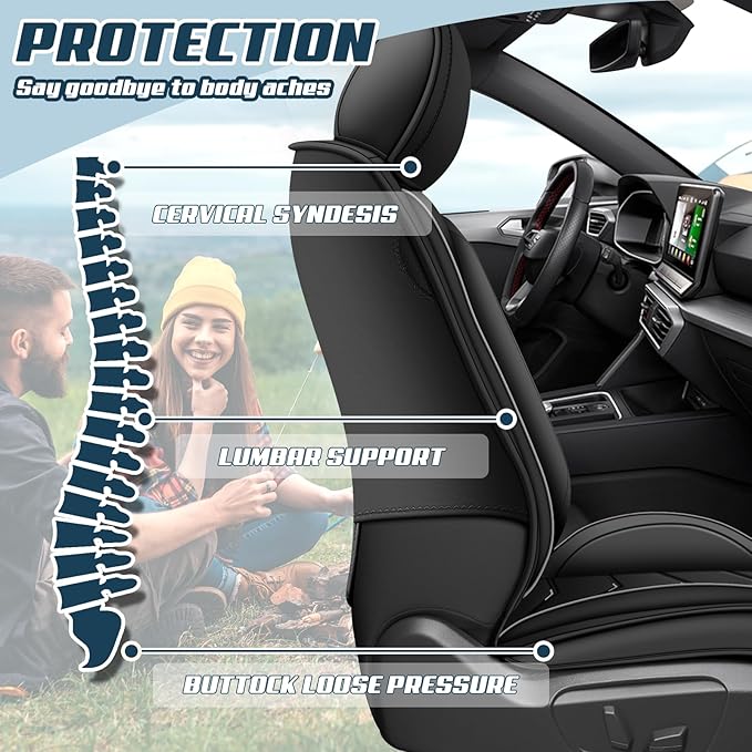 Car Seat Covers for Mitsubishi Outlander 2003-2025, Premium Nappa Leather Car Seat Cover, Stylish Sport Seat Covers， Automobile Seat Cover Sets.(Standard 2 Seats/Pure Black)